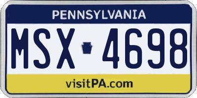 PA license plate MSX4698