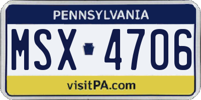 PA license plate MSX4706