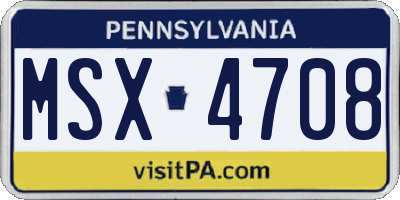 PA license plate MSX4708