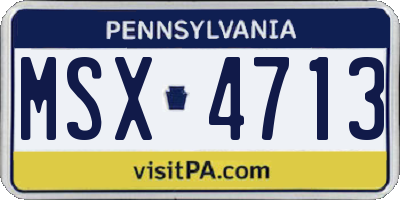 PA license plate MSX4713