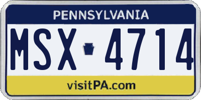 PA license plate MSX4714