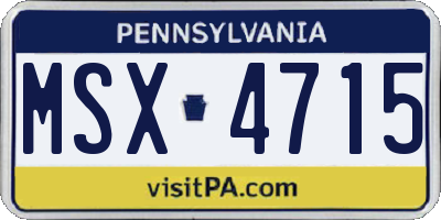 PA license plate MSX4715