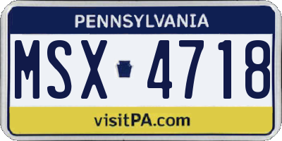 PA license plate MSX4718