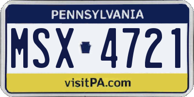 PA license plate MSX4721