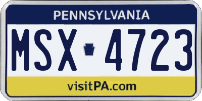 PA license plate MSX4723