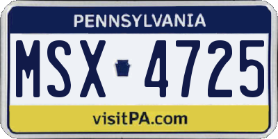 PA license plate MSX4725