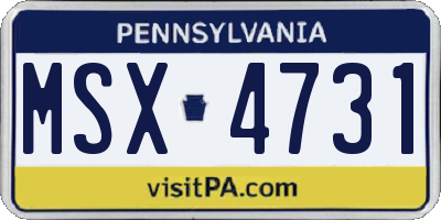 PA license plate MSX4731