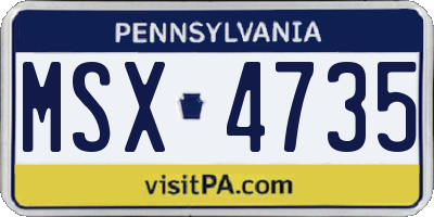 PA license plate MSX4735