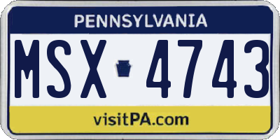PA license plate MSX4743