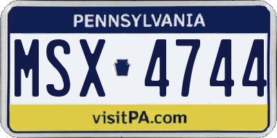 PA license plate MSX4744
