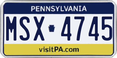 PA license plate MSX4745