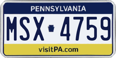 PA license plate MSX4759