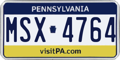 PA license plate MSX4764