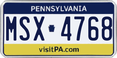 PA license plate MSX4768