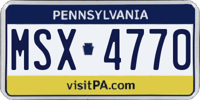 PA license plate MSX4770