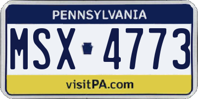 PA license plate MSX4773