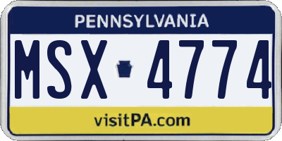 PA license plate MSX4774