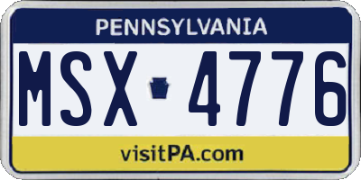 PA license plate MSX4776