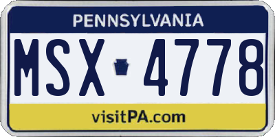 PA license plate MSX4778