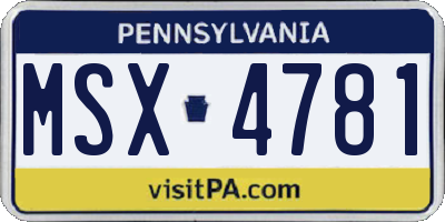 PA license plate MSX4781