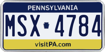 PA license plate MSX4784