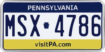 PA license plate MSX4786
