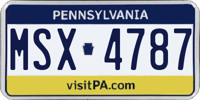 PA license plate MSX4787