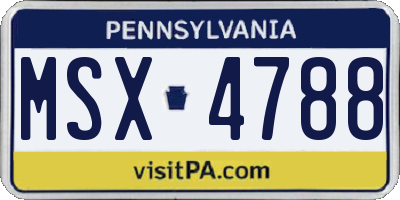 PA license plate MSX4788