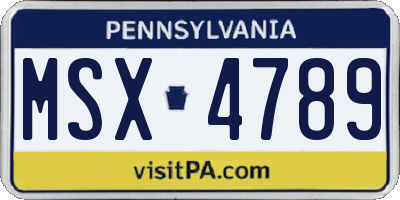 PA license plate MSX4789