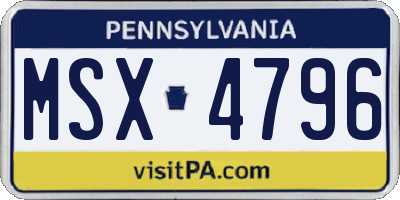 PA license plate MSX4796