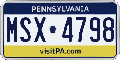 PA license plate MSX4798