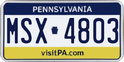 PA license plate MSX4803