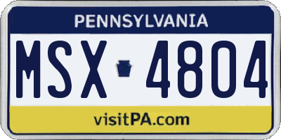 PA license plate MSX4804