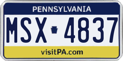 PA license plate MSX4837