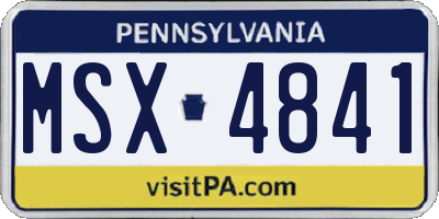 PA license plate MSX4841