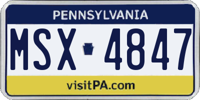 PA license plate MSX4847