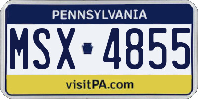 PA license plate MSX4855