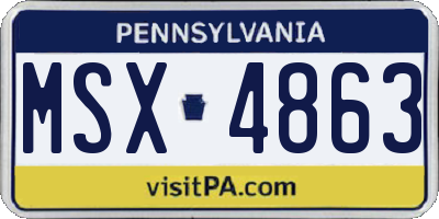 PA license plate MSX4863