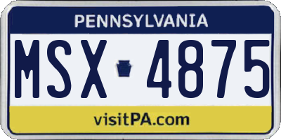 PA license plate MSX4875