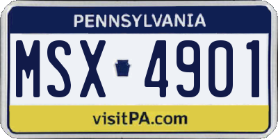 PA license plate MSX4901