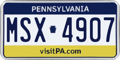 PA license plate MSX4907