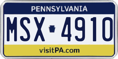 PA license plate MSX4910