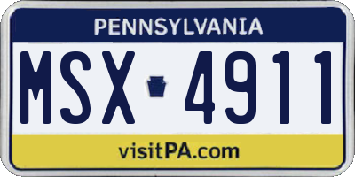 PA license plate MSX4911