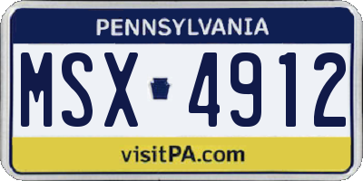 PA license plate MSX4912
