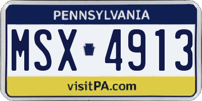 PA license plate MSX4913