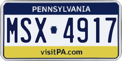 PA license plate MSX4917