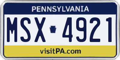 PA license plate MSX4921