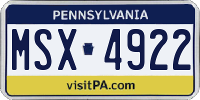 PA license plate MSX4922