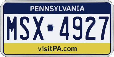 PA license plate MSX4927