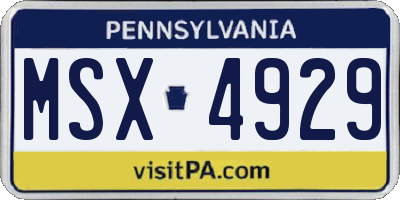 PA license plate MSX4929